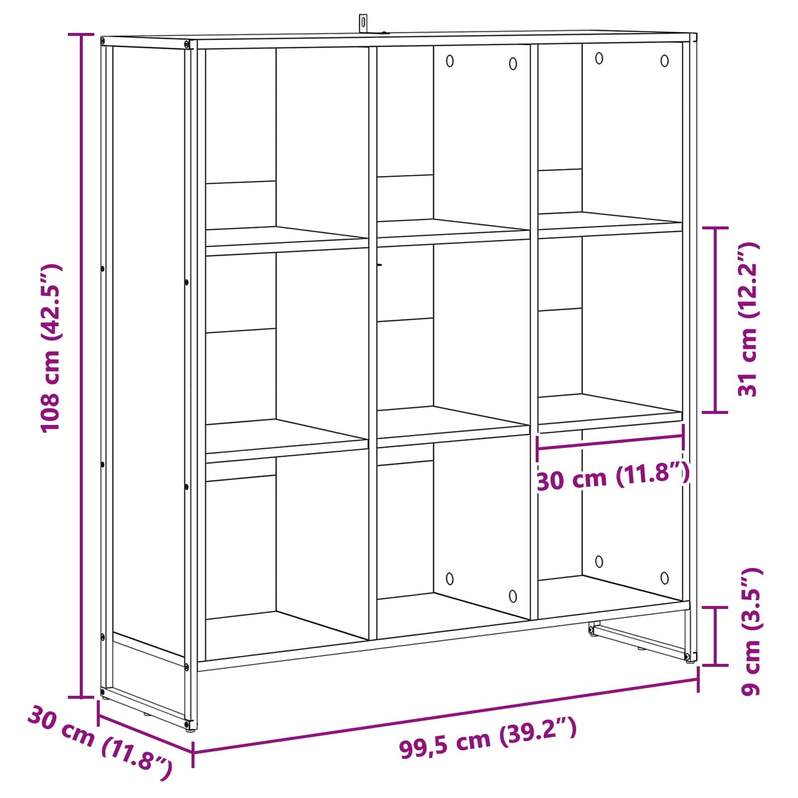 Bücherregal Raucharbe 99,5 x 30 x 108,5 cm Holzwerkstoff