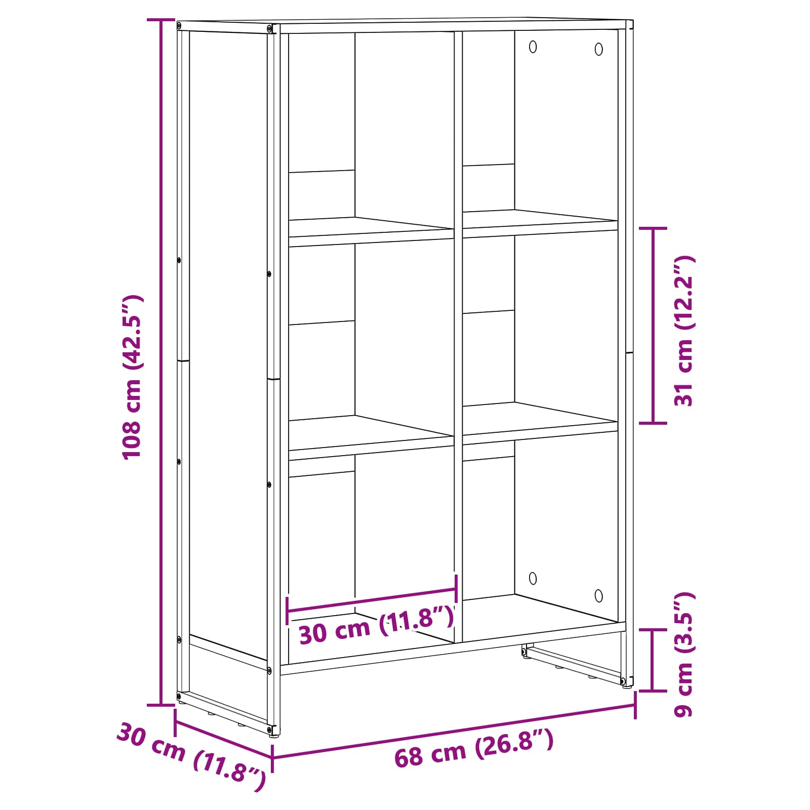 Bücherregal Raucharbe 99,5 x 30 x 108,5 cm Holzwerkstoff