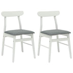 Esszimmerstuhl 2 pcs Weiß und Grau Massives Gummiholz