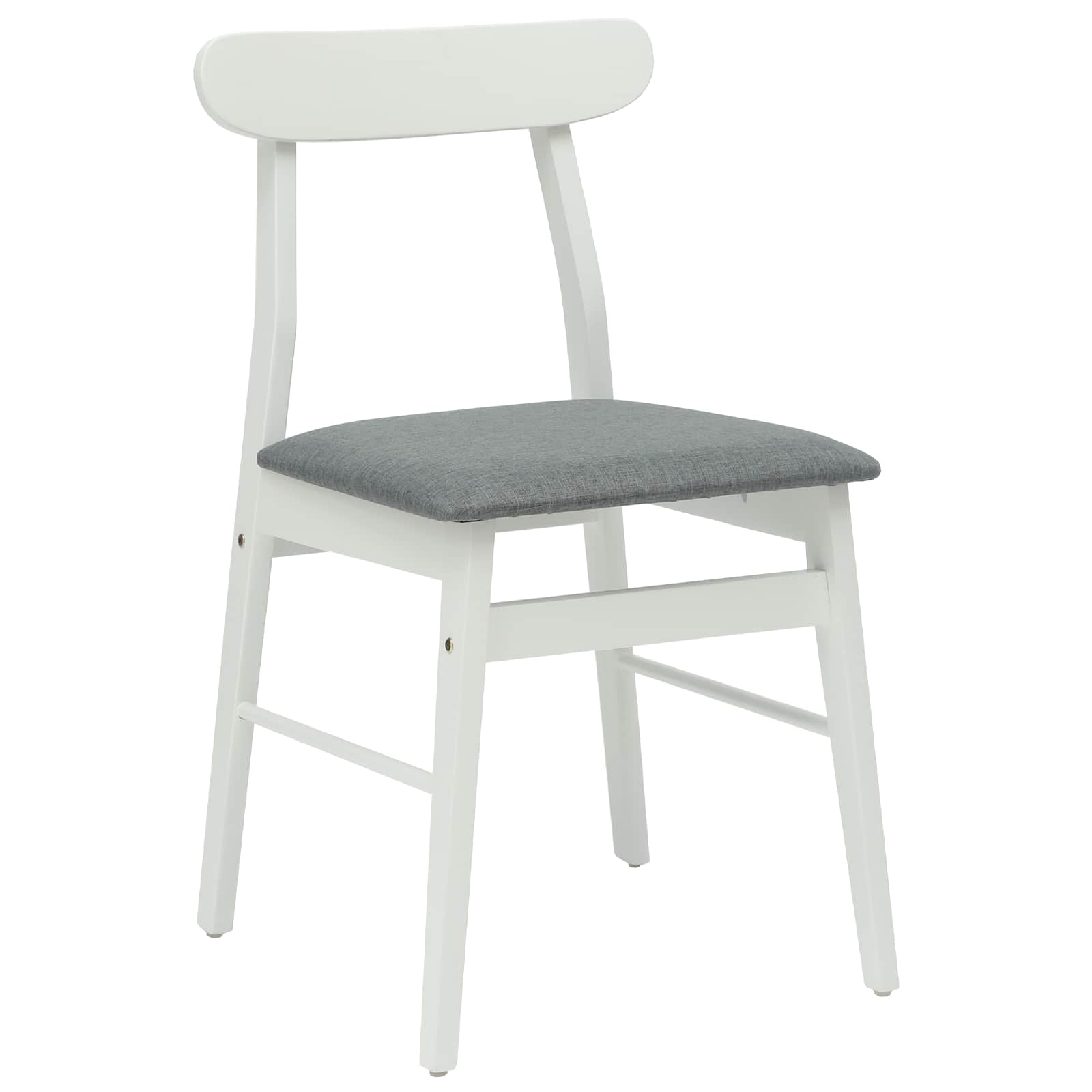Esszimmerstuhl 2 pcs Weiß und Grau Massives Gummiholz