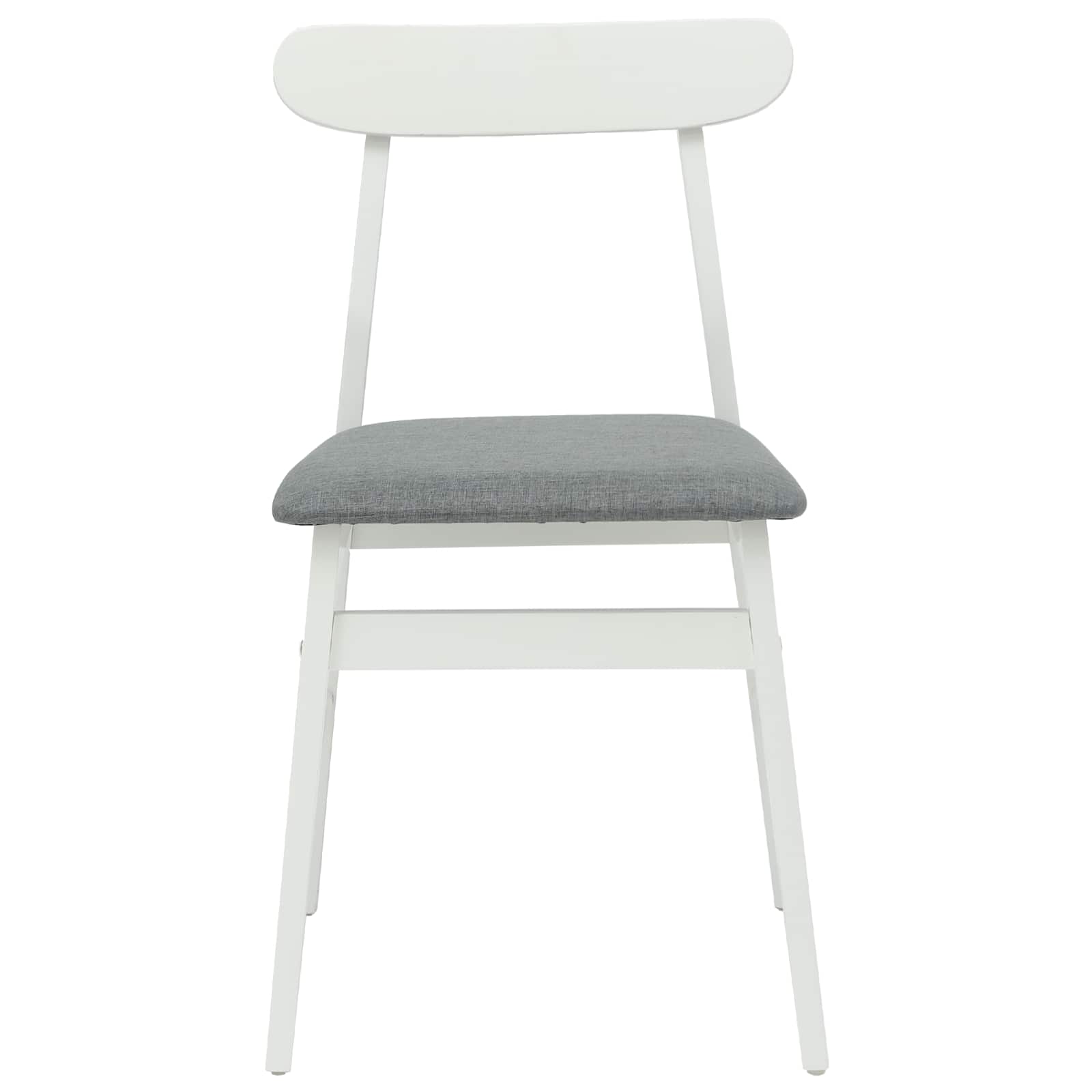Esszimmerstuhl 2 pcs Weiß und Grau Massives Gummiholz