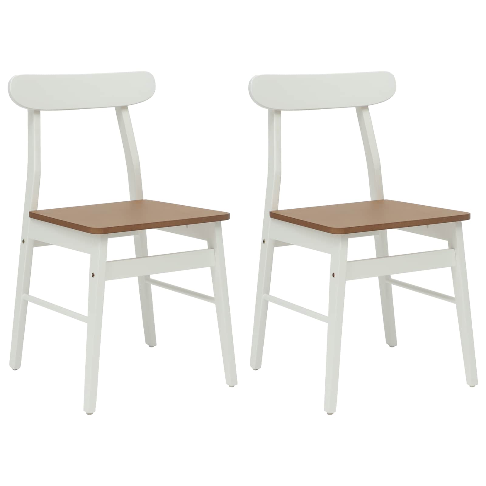 Esszimmerstuhl 2 pcs Weiß und Natur 43 x 44,5 x 77 cm