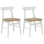 Esszimmerstuhl 2 pcs Weiß und Braun Massives Gummiholz
