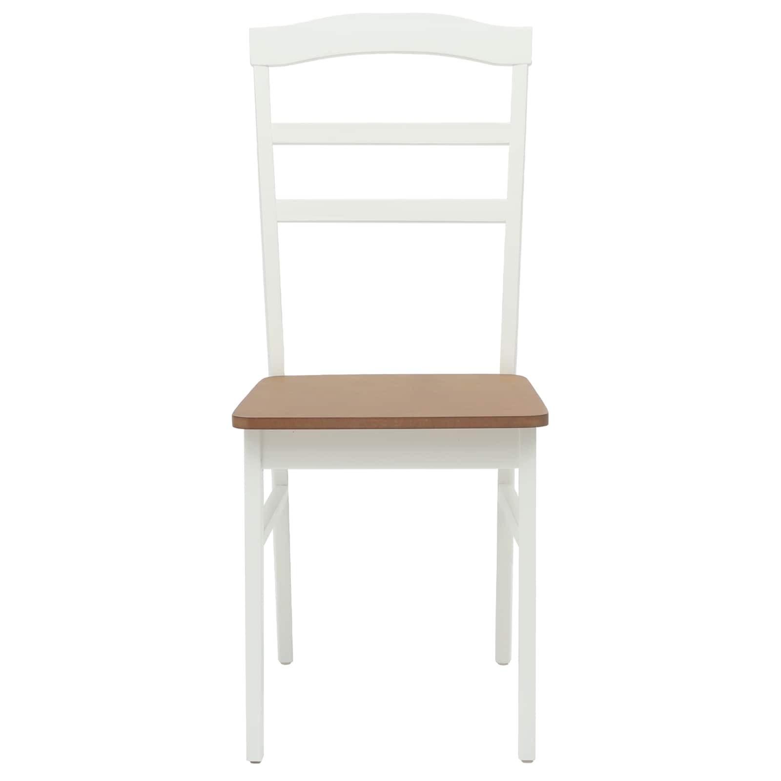 Esszimmerstuhl 2 pcs Weiß und Natur Massives Gummiholz