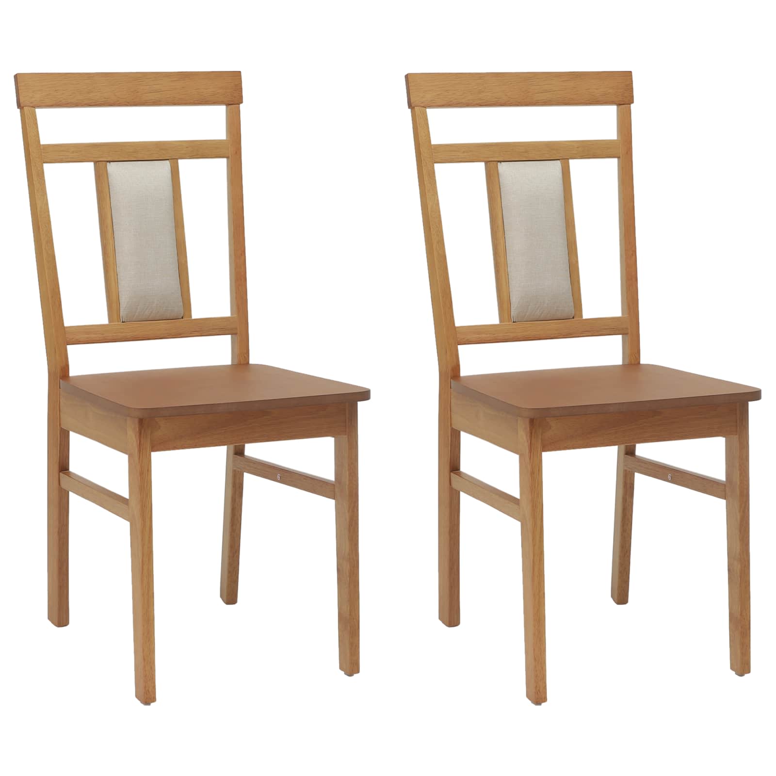 Esszimmerstuhl 2 pcs Natur Massives Gummiholz