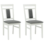 Esszimmerstuhl 2 pcs Weiß und Grau Massives Gummiholz