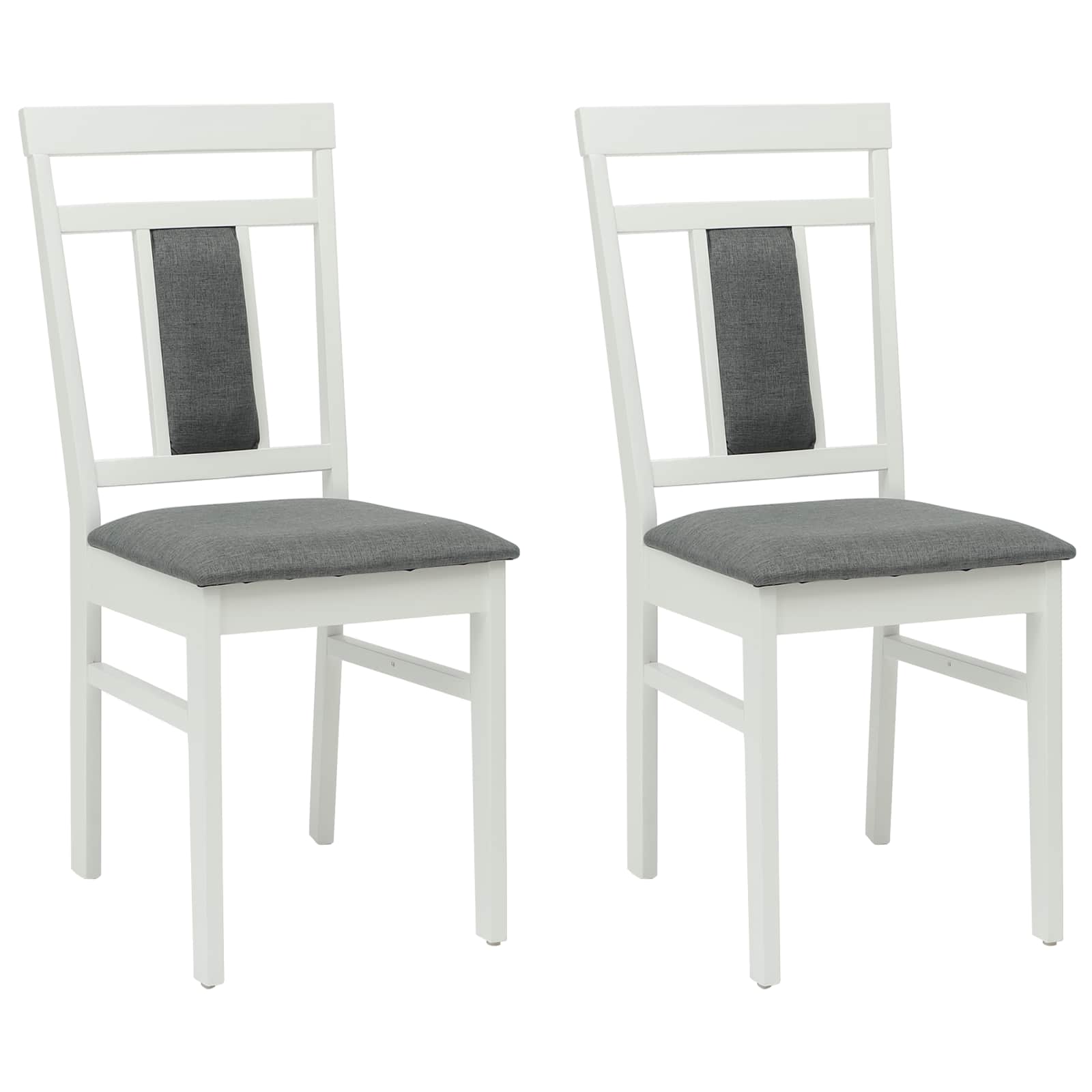 Esszimmerstuhl 2 pcs Weiß und Grau Massives Gummiholz