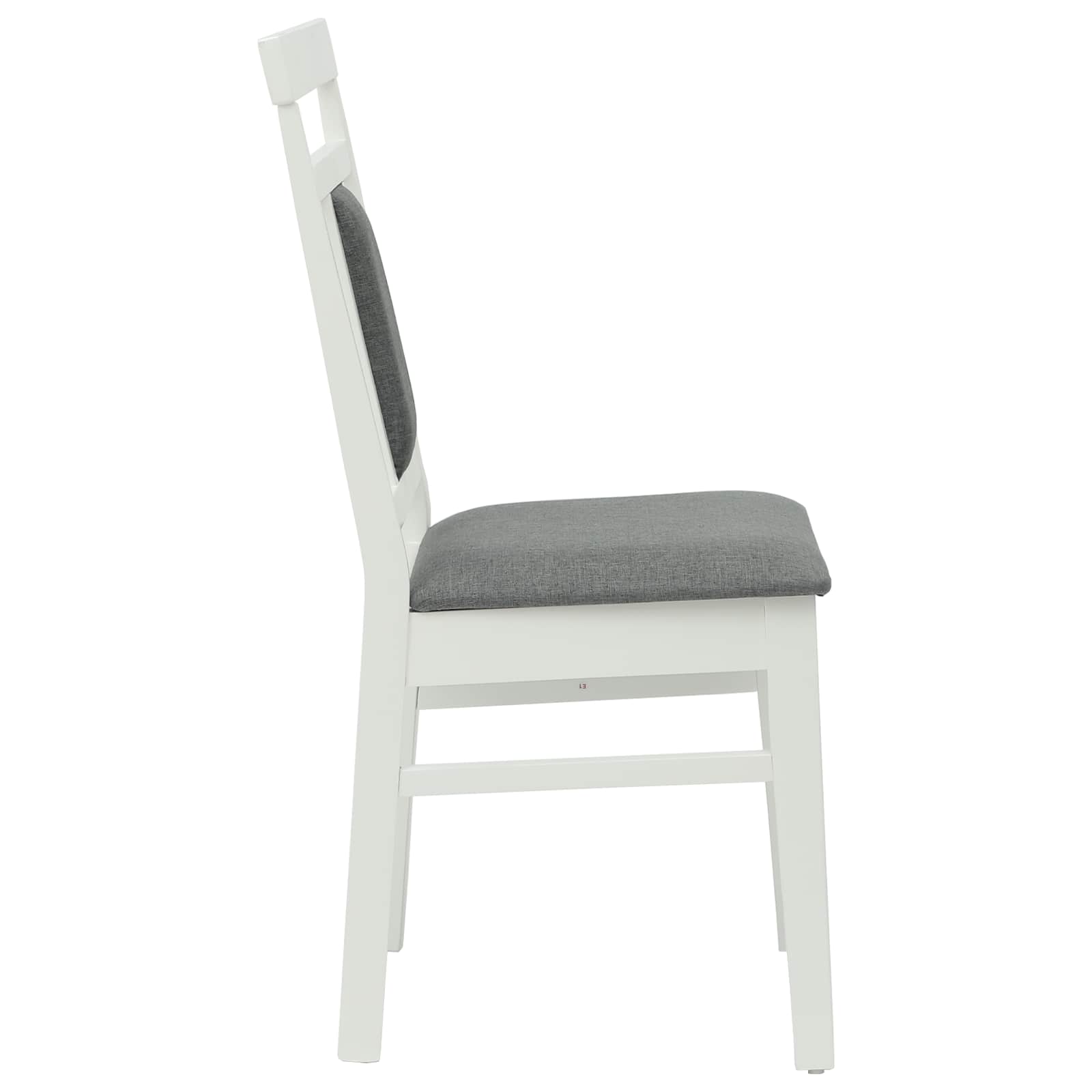 Esszimmerstuhl 2 pcs Weiß und Grau Massives Gummiholz