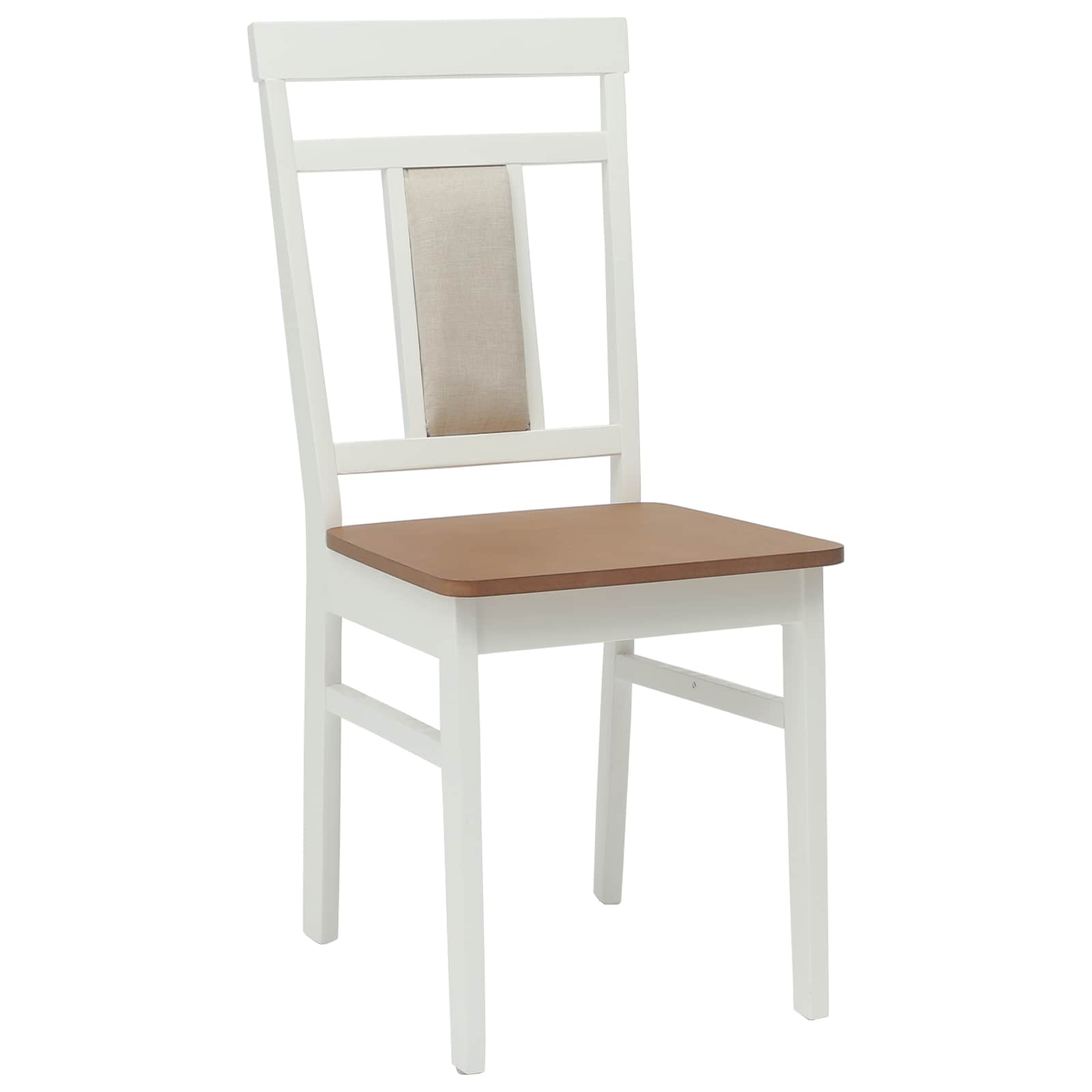 Esszimmerstuhl 2 pcs Weiß und Natur Massives Gummiholz