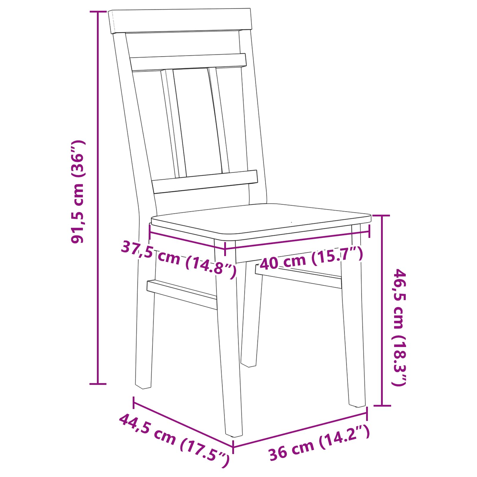 Esszimmerstuhl 2 pcs Weiß Massives Gummiholz