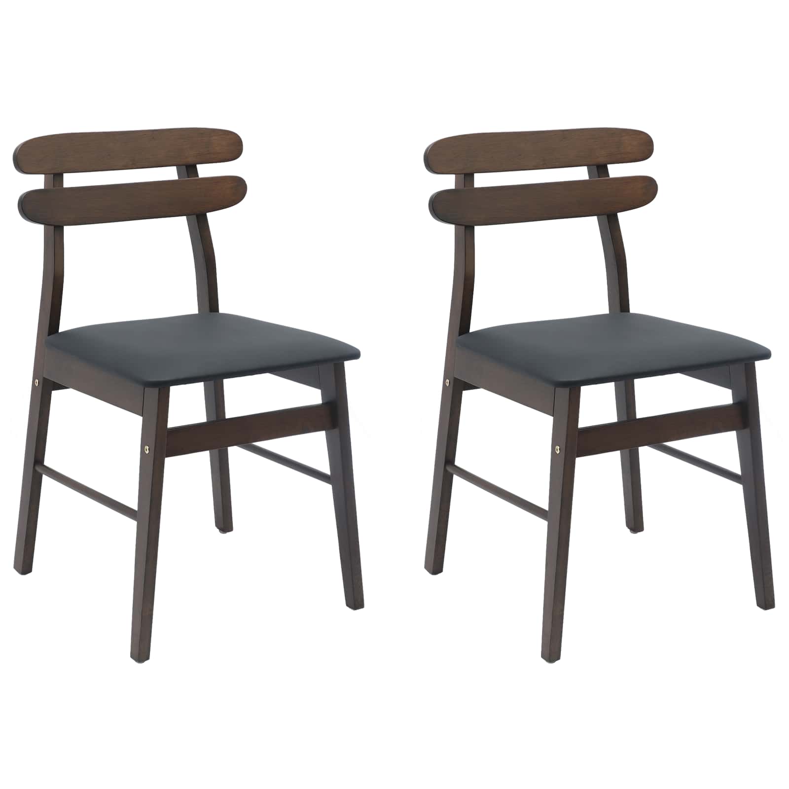 Esszimmerstuhl 2 pcs Hellbraun und Schwarz Massives Gummiholz