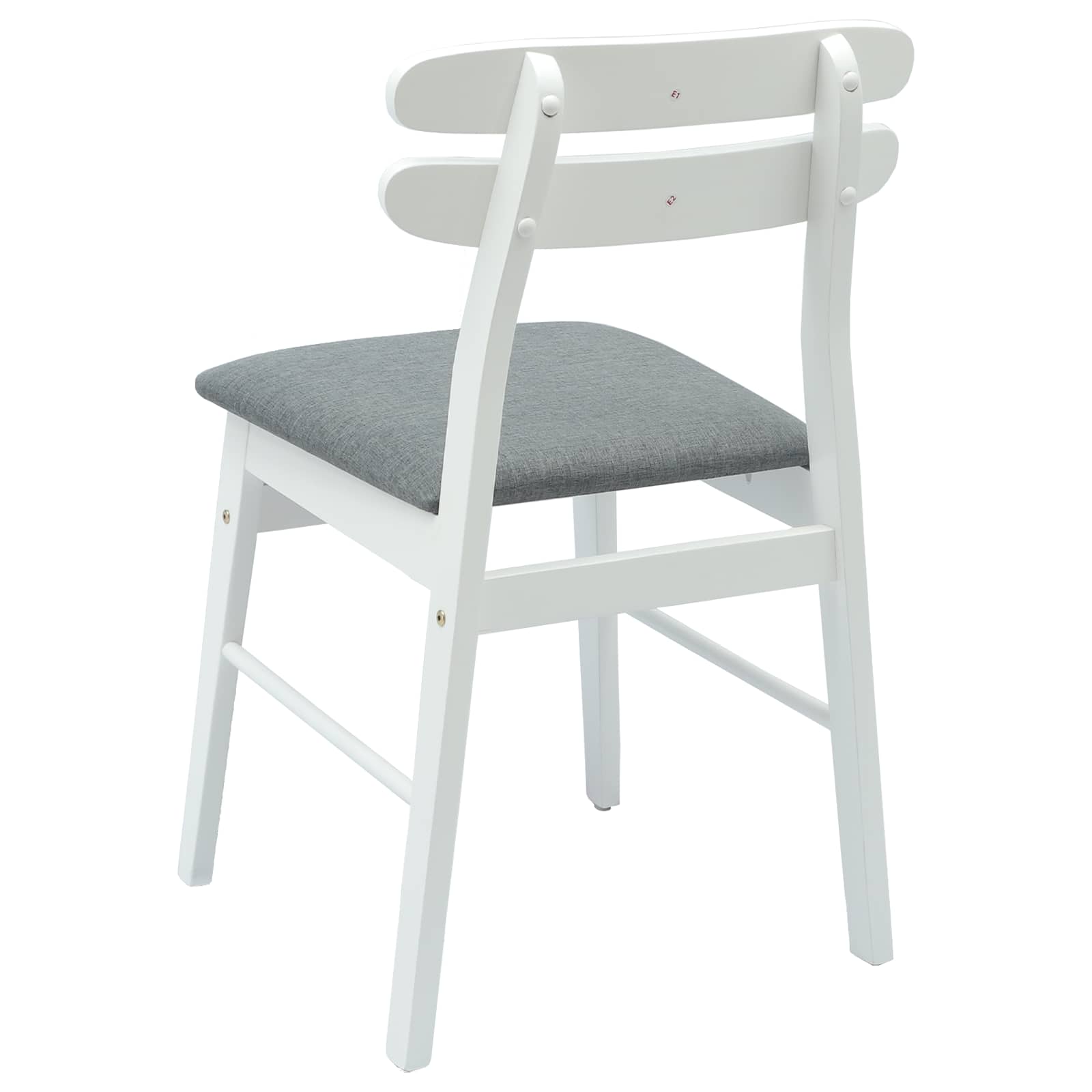 Esszimmerstuhl 2 pcs Weiß und Grau Massives Gummiholz