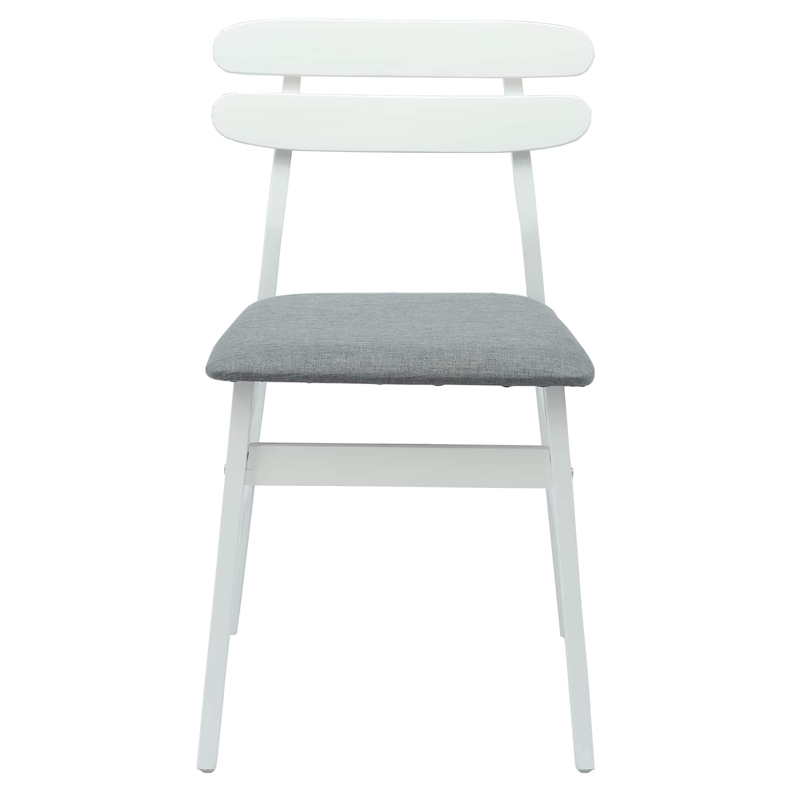 Esszimmerstuhl 2 pcs Weiß und Grau Massives Gummiholz