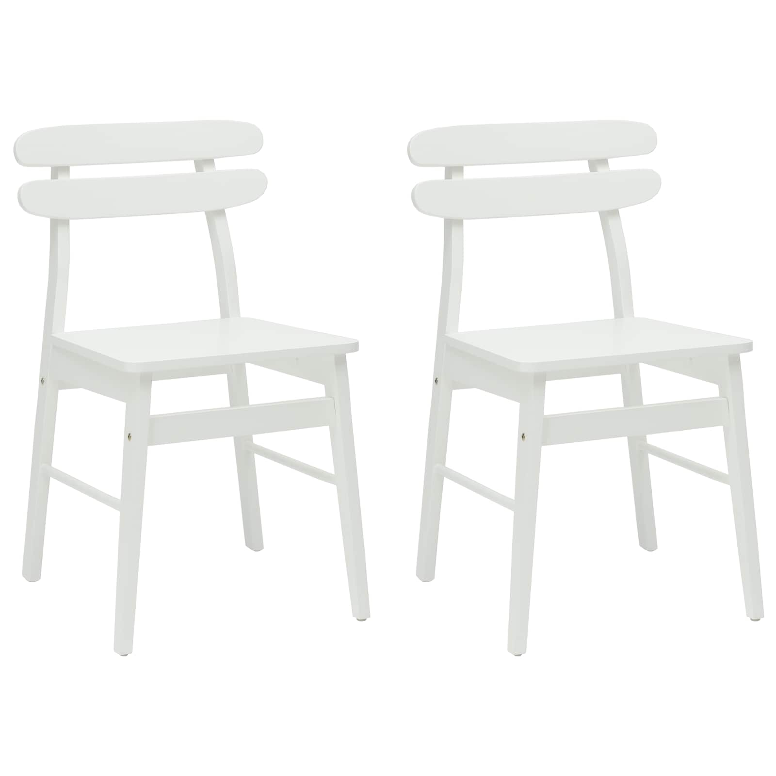 Esszimmerstuhl 2 pcs Weiß Massives Gummiholz