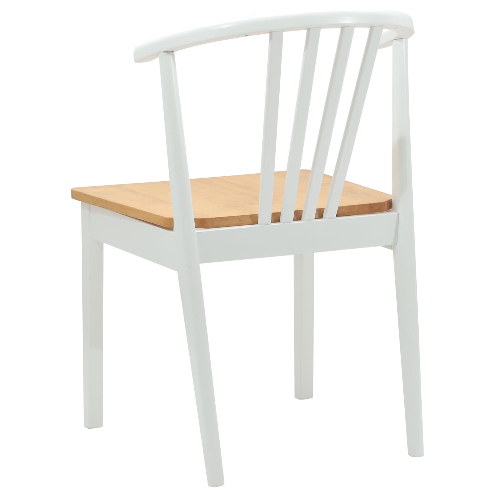 Esszimmerstuhl 2 pcs Weiß und Natur Solides Gummiholz