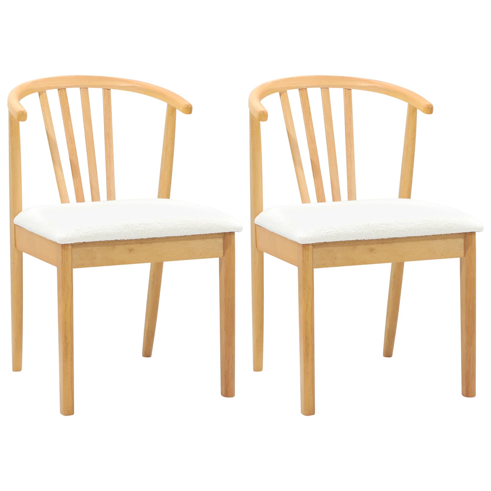 Esszimmerstuhl 2 pcs Natürlich und Weiß Solides Gummiholz