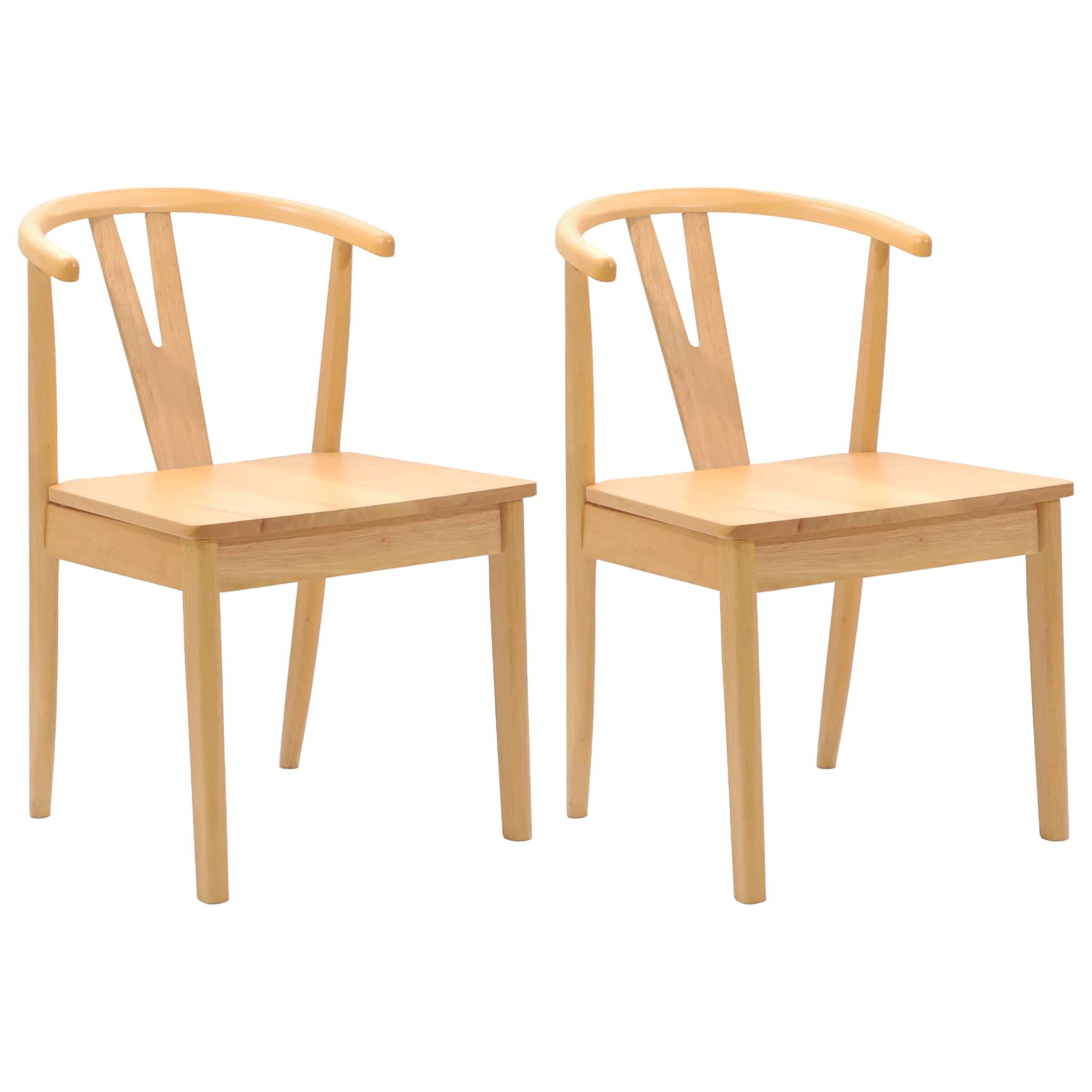 Esszimmerstuhl 2 pcs Natur Massives Gummiholz