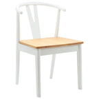 Esszimmerstuhl 2 pcs Weiß und Natur Massives Gummiholz