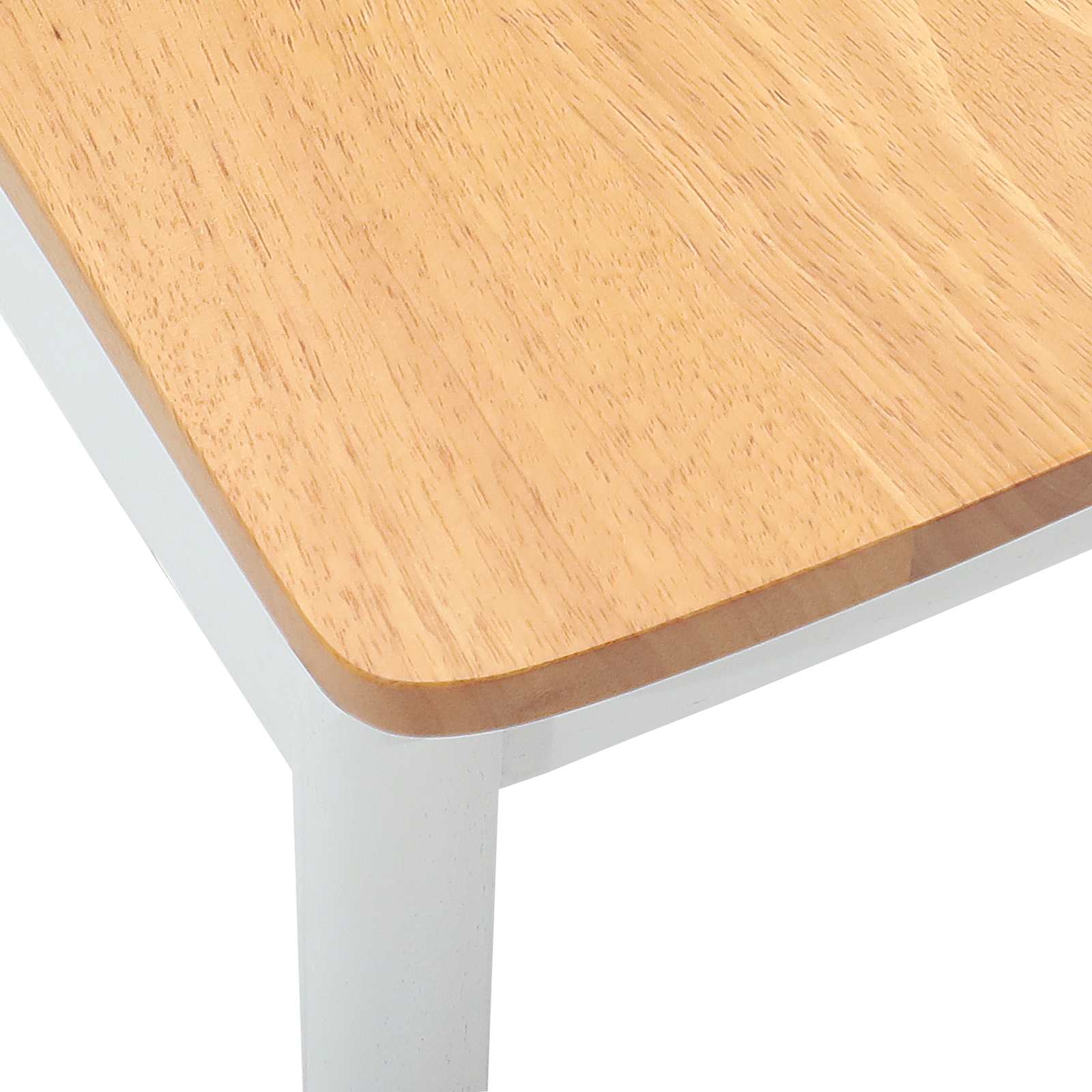 Esszimmerstuhl 2 pcs Weiß und Natur Massives Gummiholz