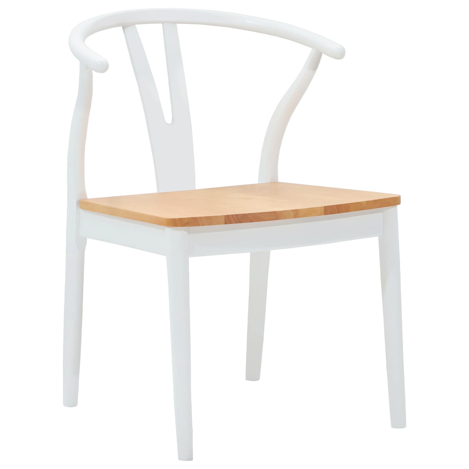 Esszimmerstuhl 2 pcs Weiß und Natur Massives Gummiholz
