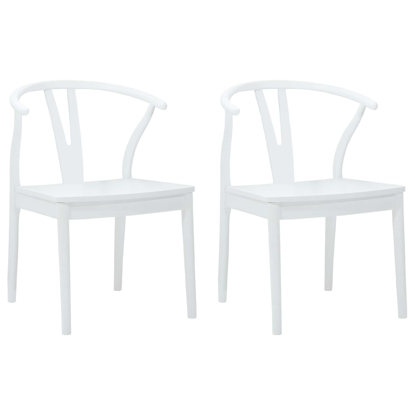 Esszimmerstuhl 2 pcs Weiß und Weiß Massives Gummiholz