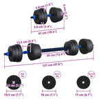 2-in-1 Kurzhantel Langhantel Set 20 kg Schwarz und Blau