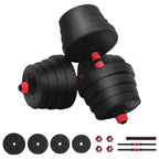 2-in-1 Kurzhantel Langhantel Set 30 kg Schwarz und Rot
