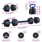 4-in-1 Kurzhantel Langhantel Kettlebell Set 20 kg