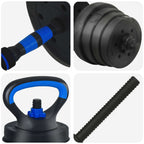 4-in-1 Kurzhantel Langhantel Kettlebell Set 30 kg