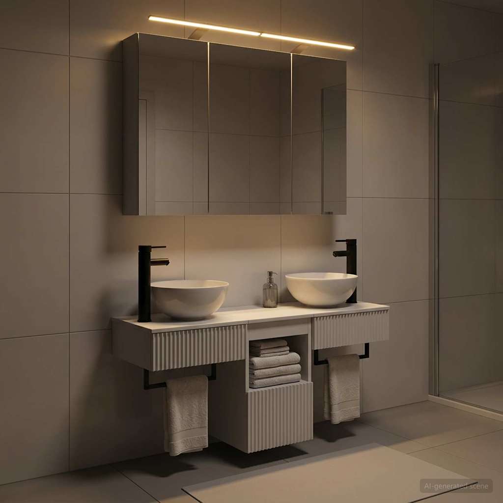 Badezimmerschrank-Set 4 pcs Weiß 100 x 14,5 x 70 cm