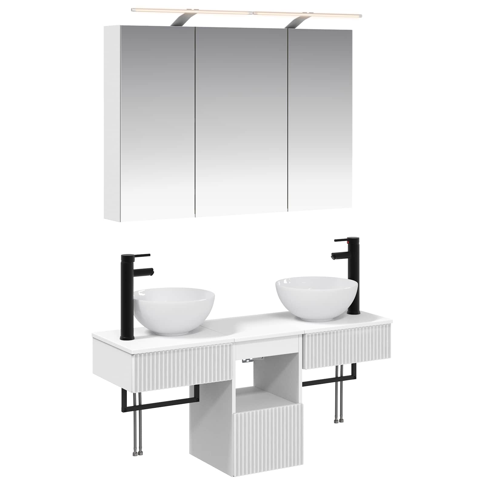 Badezimmerschrank-Set 4 pcs Weiß 100 x 14,5 x 70 cm
