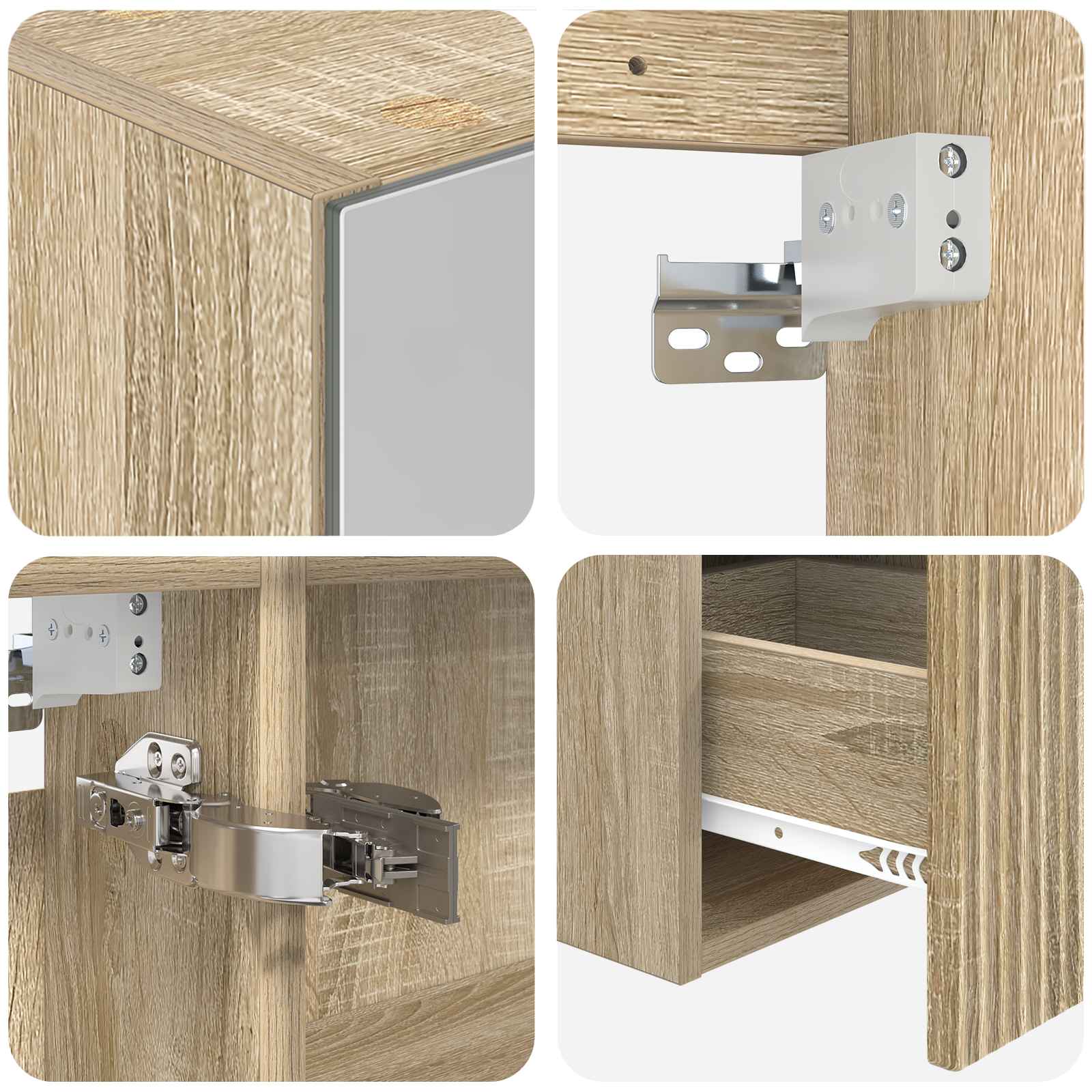 Badezimmerschrank-Set 4 pcs Sonoma-Eiche 100 x 14,5 x 70 cm