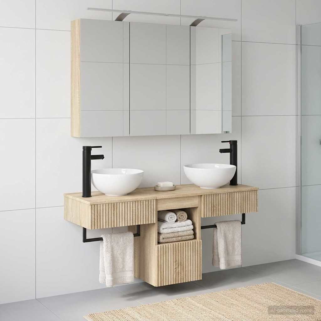 Badezimmerschrank-Set 4 pcs Sonoma-Eiche 100 x 14,5 x 70 cm