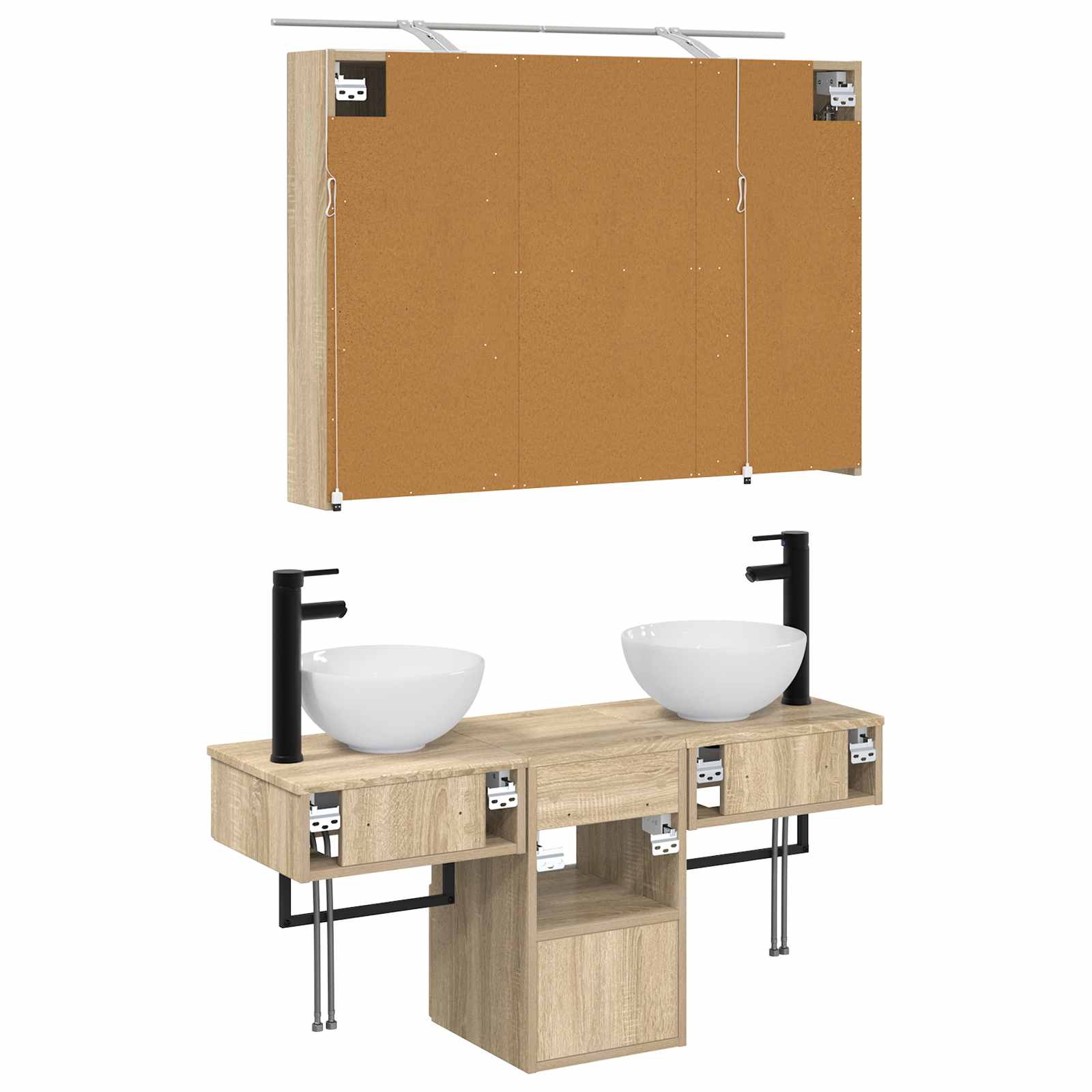 Badezimmerschrank-Set 4 pcs Sonoma-Eiche 100 x 14,5 x 70 cm