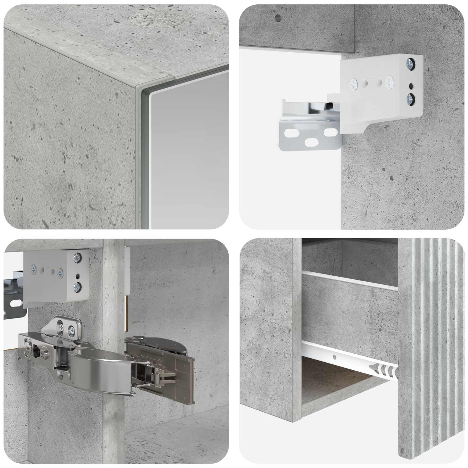 Badezimmerschrank-Set 4 pcs Betongrau 100 x 14,5 x 70 cm