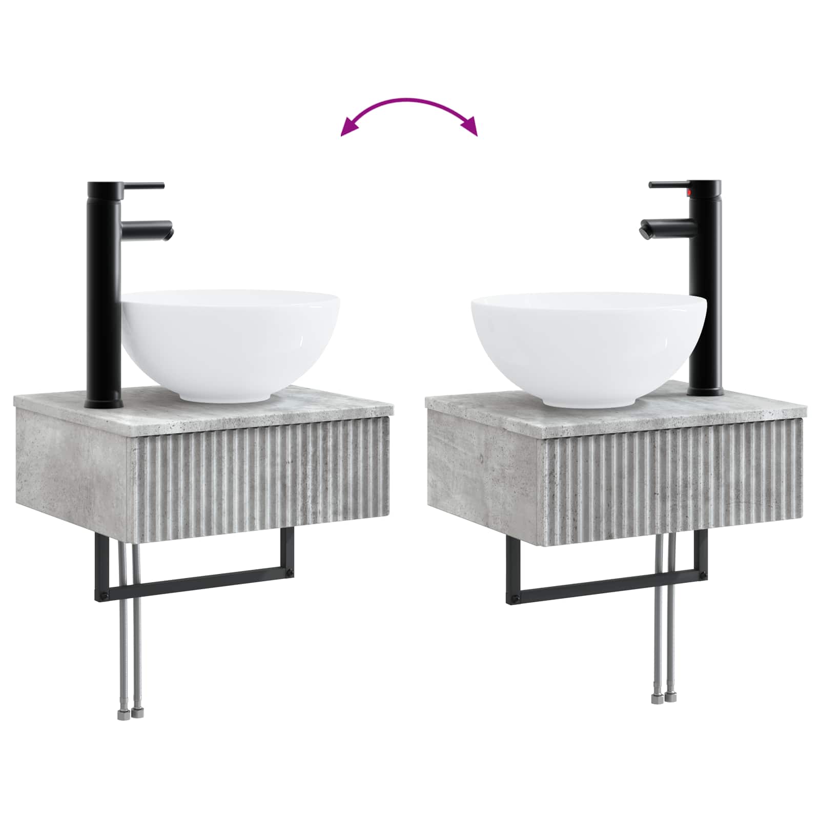 Badezimmerschrank-Set 4 pcs Betongrau 100 x 14,5 x 70 cm