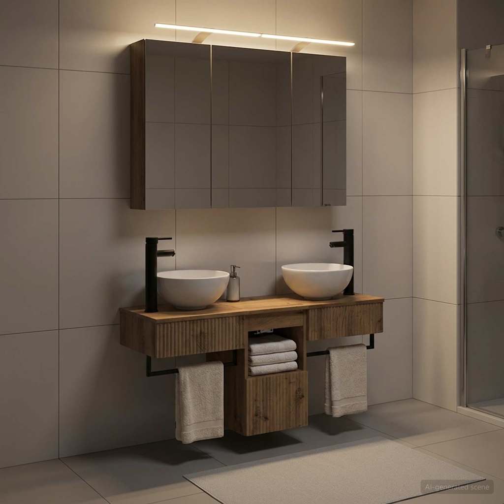 Badezimmerschrankset 4 pcs 100 x 14,5 x 70 cm Holzwerkstoff