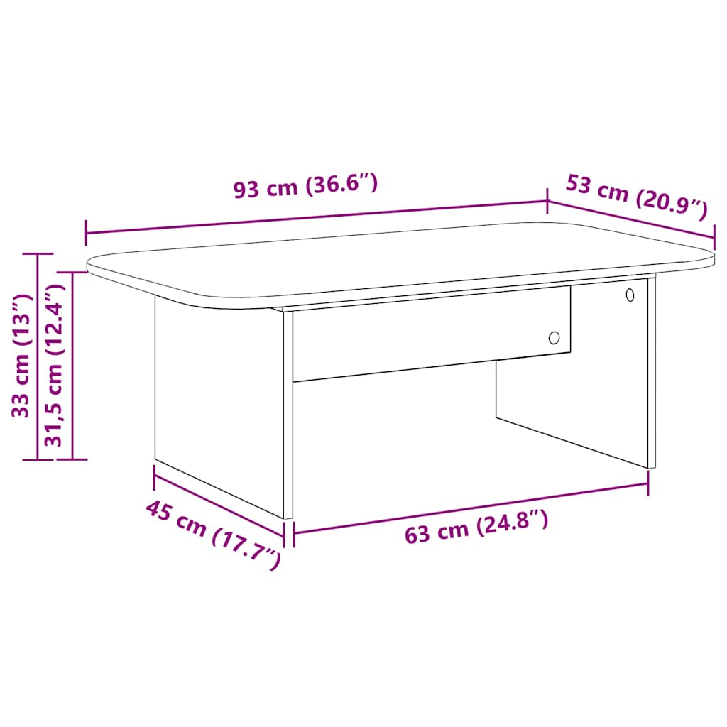 Couchtisch Weiß 93 x 53 x 33 cm Holzwerkstoff