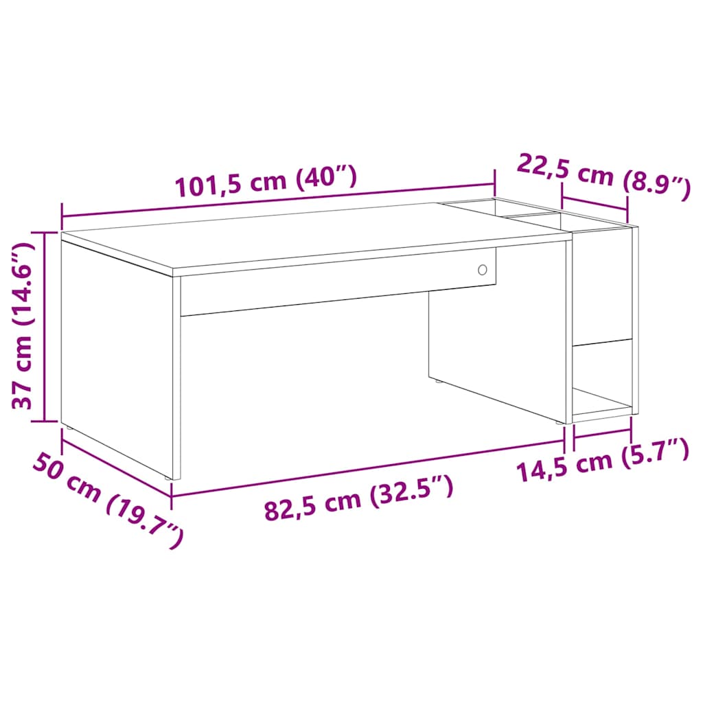 Couchtisch Graues Sonoma 101,5 x 50 x 37 cm Holzwerkstoff
