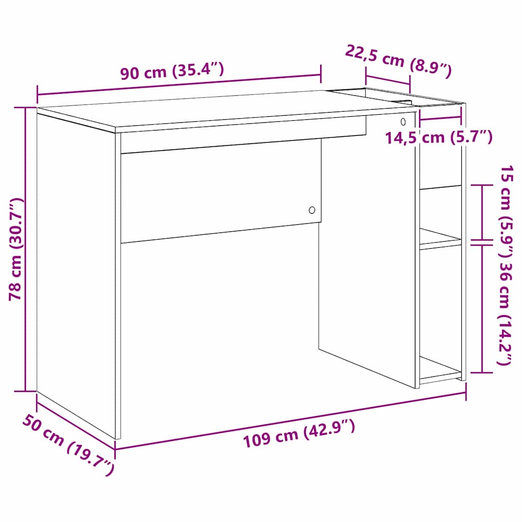 Schreibtisch Altholz 109 x 50 x 78 cm Holzwerkstoff