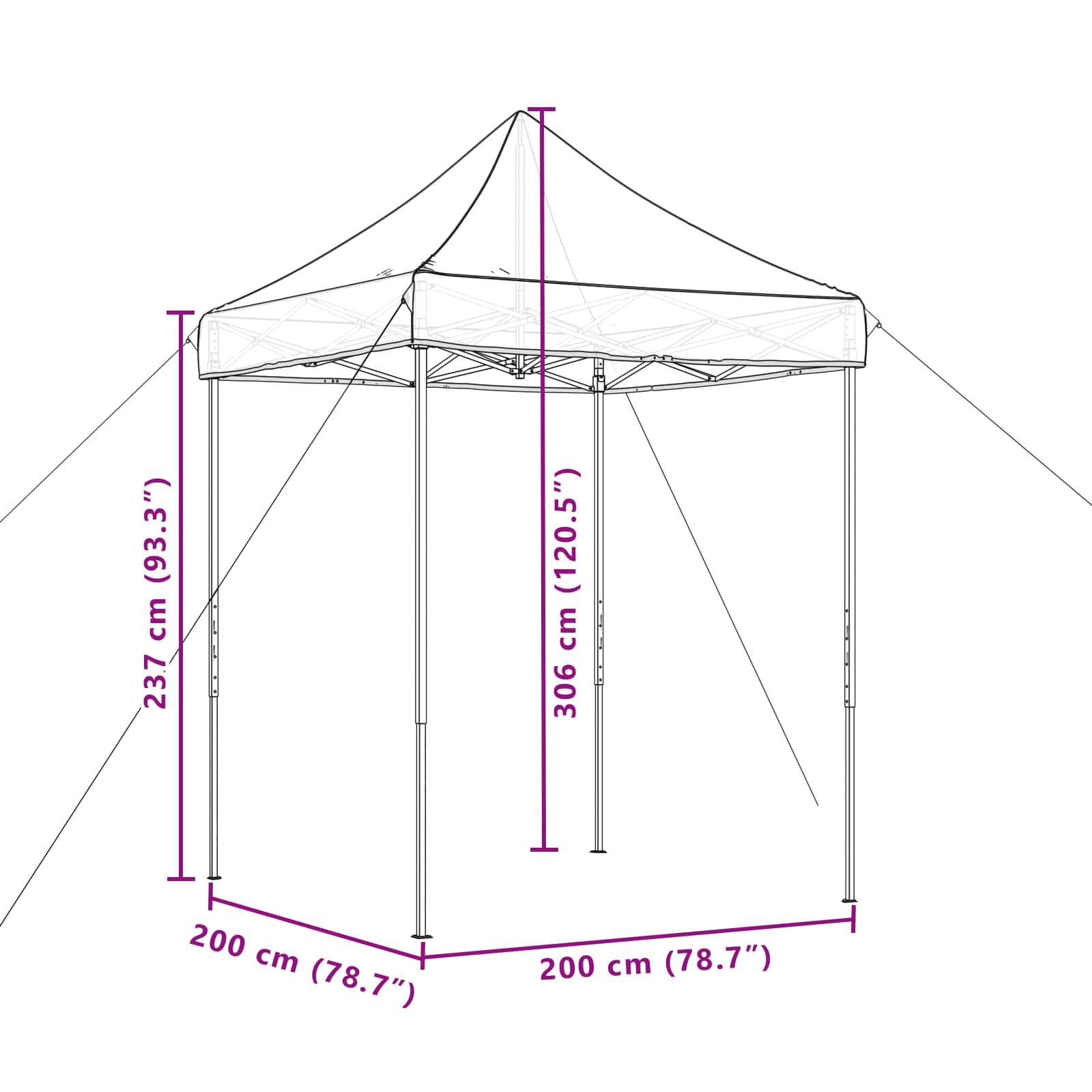 Party-Zelt Terrakotta 200 x 200 x 306 cm Oxford-Stoff