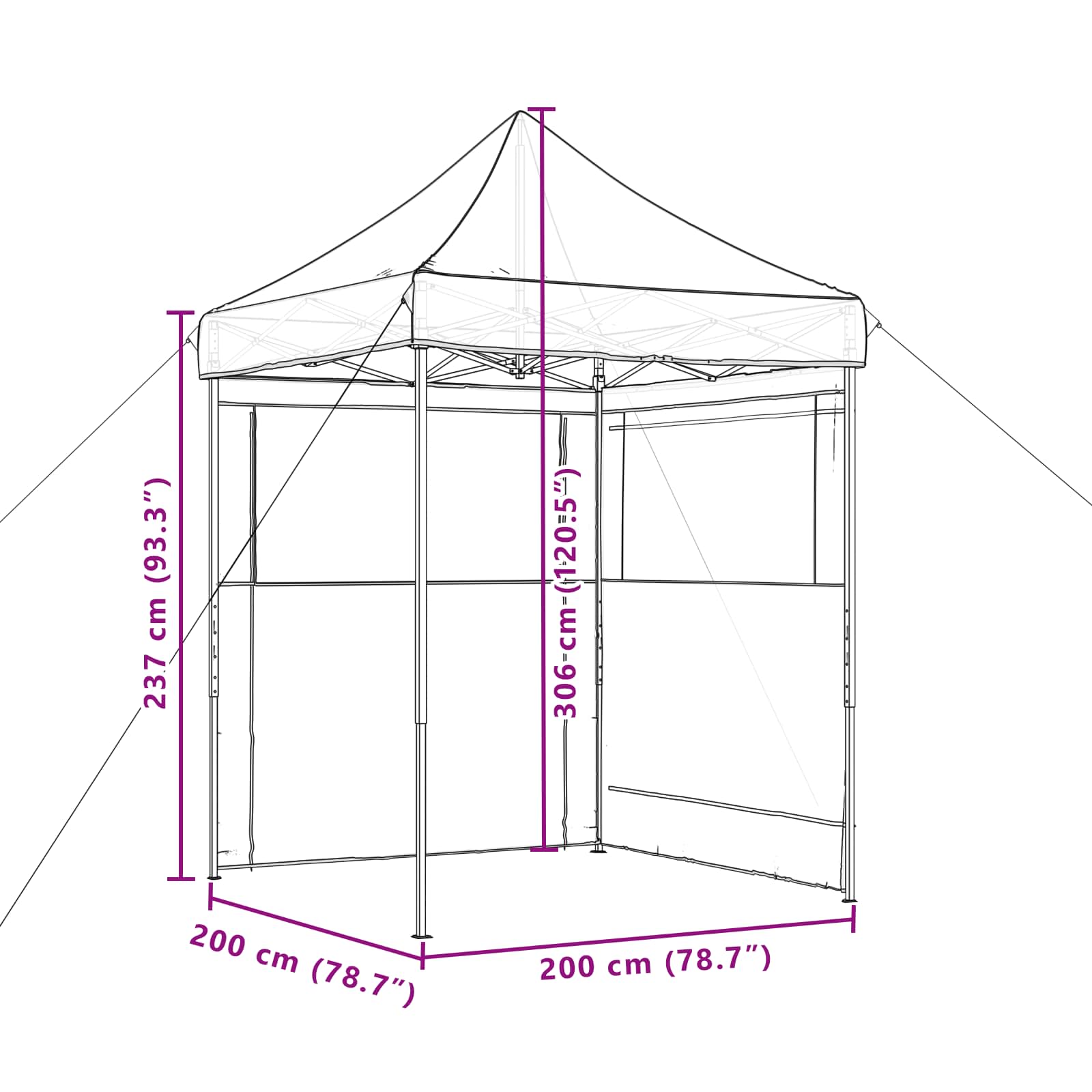 Party-Zelt Braun 200 x 200 x 306 cm Oxford-Stoff