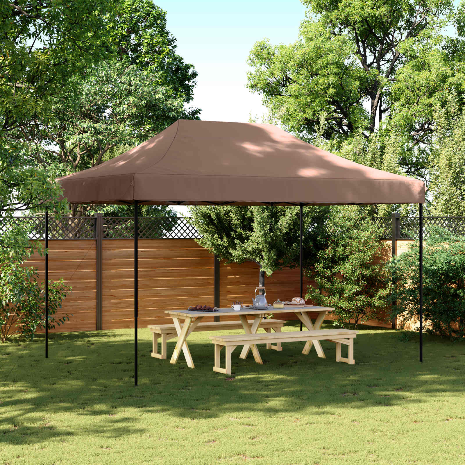 Party-Zelt Braun 279 x 410 x 315 cm Oxford-Stoff