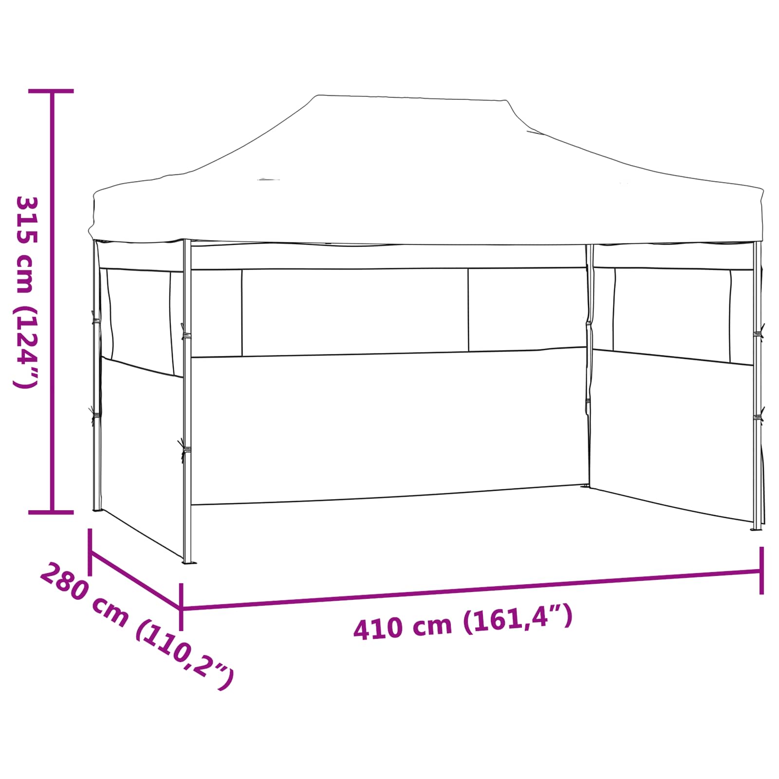 Party-Zelt Blau 280 x 410 x 315 cm Oxford-Stoff