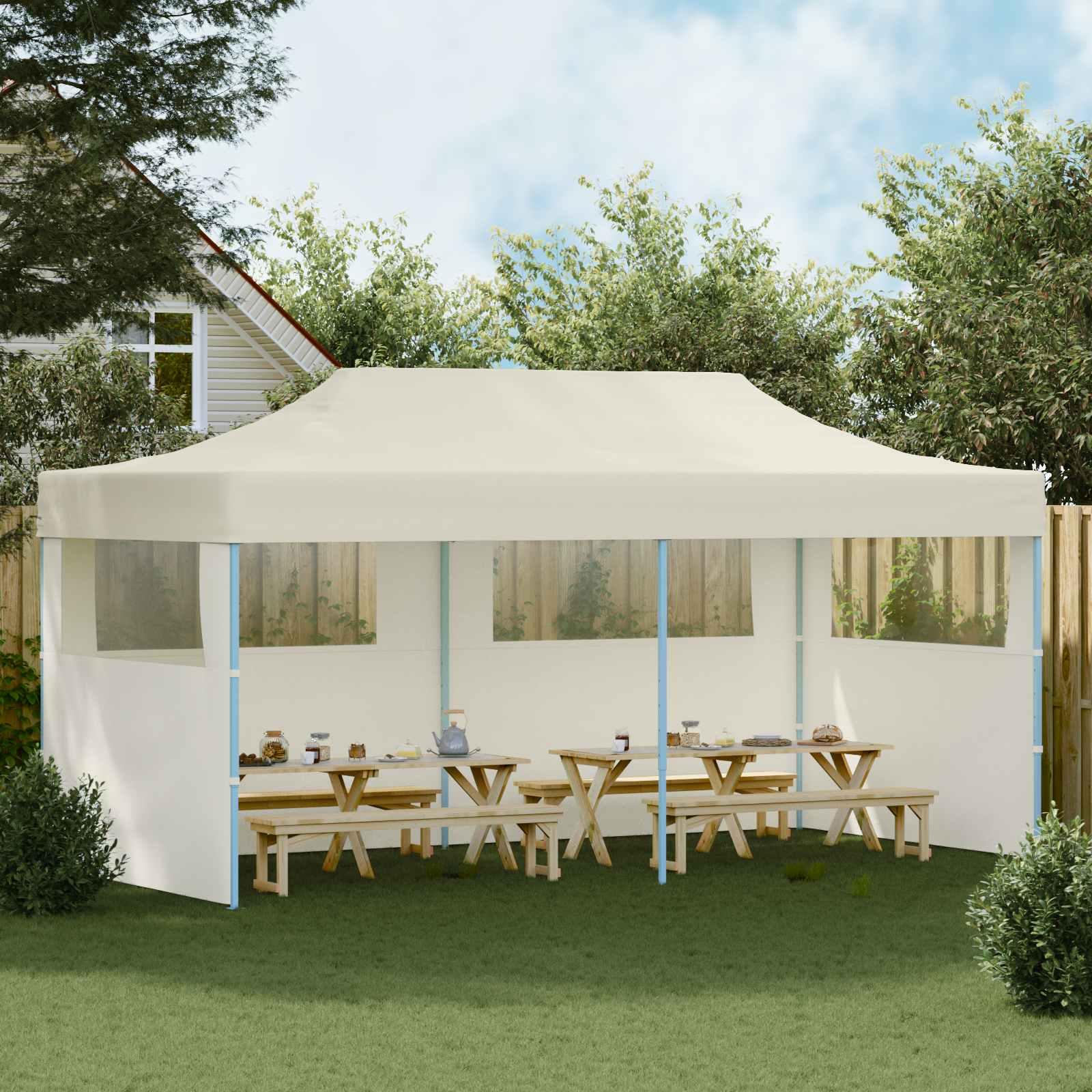 Party-Zelt Creme 291 x 580 x 315 cm Oxford-Stoff