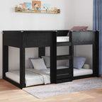 Bodenbettrahmen Schwarz Eichen-Optik 90 x 190 cm Holzwerkstoff