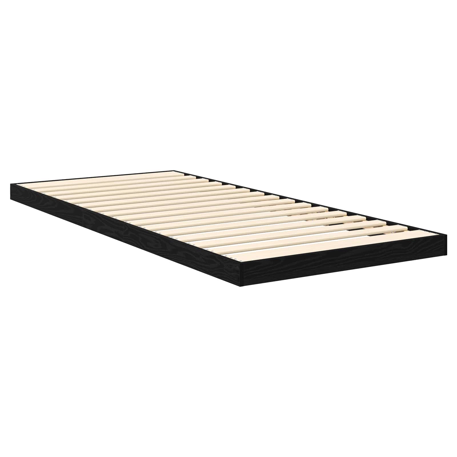 Bodenbettrahmen Schwarz Eichen-Optik 90 x 190 cm Holzwerkstoff