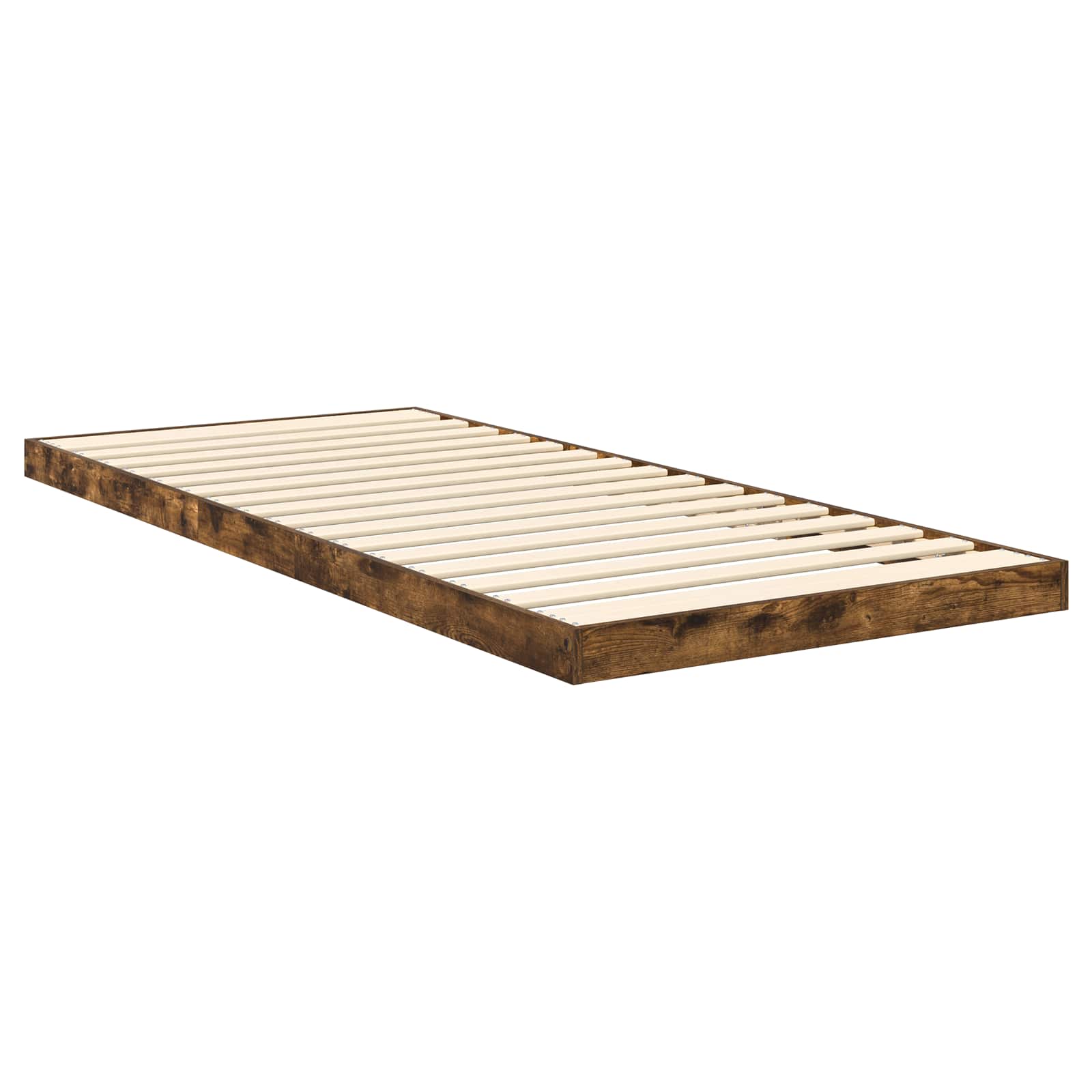 Bodenbettrahmen Geräucherte Eiche 90 x 190 cm Holzwerkstoff