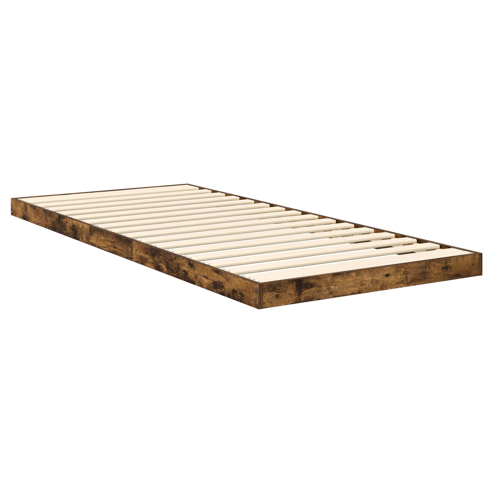Bodenbettrahmen Geräucherte Eiche 90 x 190 cm Holzwerkstoff