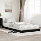 Bodenbettrahmen Schwarz Eichen-Optik 80 x 200 cm Holzwerkstoff